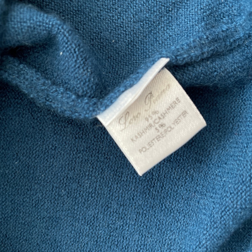 Loro Piana Cashmere Blend Pintuck Henley Sweater Made in Italy Teal Blue Size 44 - Picture 9 of 12